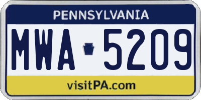 PA license plate MWA5209