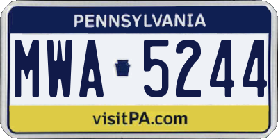 PA license plate MWA5244