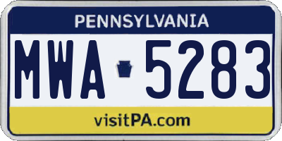 PA license plate MWA5283