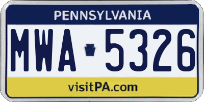 PA license plate MWA5326