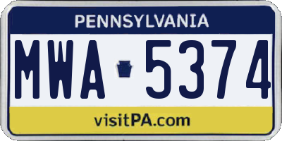 PA license plate MWA5374