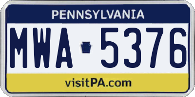PA license plate MWA5376