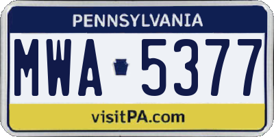 PA license plate MWA5377