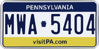 PA license plate MWA5404