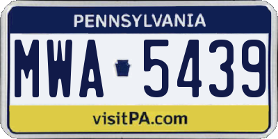 PA license plate MWA5439
