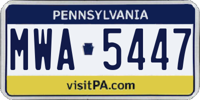 PA license plate MWA5447