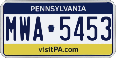 PA license plate MWA5453