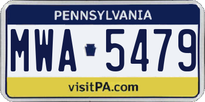 PA license plate MWA5479