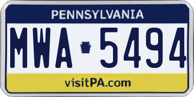 PA license plate MWA5494