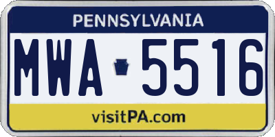 PA license plate MWA5516