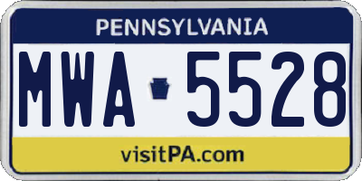 PA license plate MWA5528
