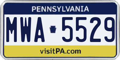 PA license plate MWA5529