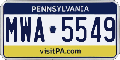 PA license plate MWA5549
