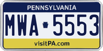 PA license plate MWA5553