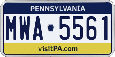 PA license plate MWA5561