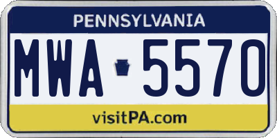 PA license plate MWA5570