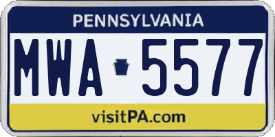 PA license plate MWA5577