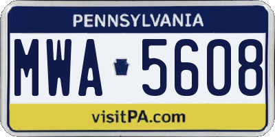 PA license plate MWA5608