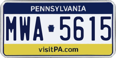 PA license plate MWA5615