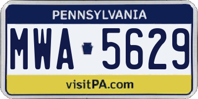 PA license plate MWA5629