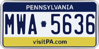 PA license plate MWA5636