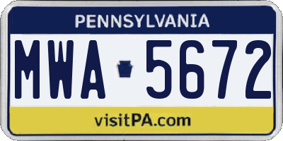 PA license plate MWA5672