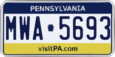 PA license plate MWA5693