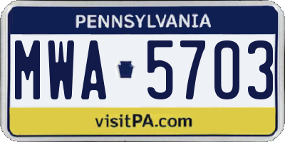 PA license plate MWA5703