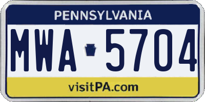 PA license plate MWA5704