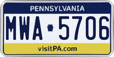 PA license plate MWA5706