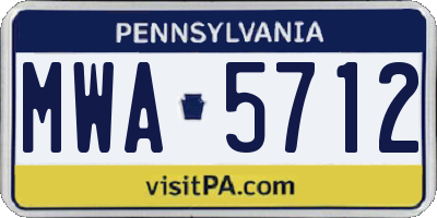 PA license plate MWA5712