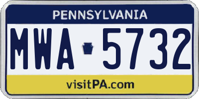 PA license plate MWA5732
