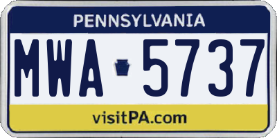 PA license plate MWA5737