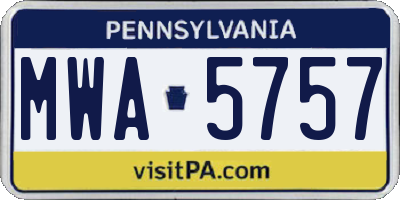PA license plate MWA5757