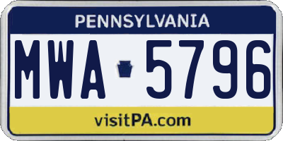 PA license plate MWA5796