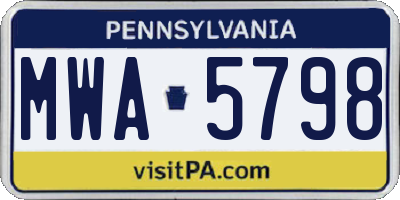PA license plate MWA5798