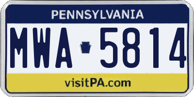 PA license plate MWA5814