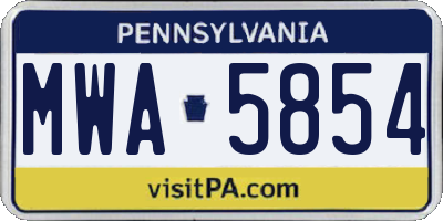 PA license plate MWA5854