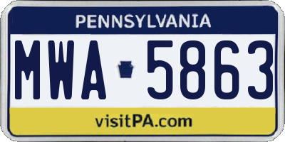 PA license plate MWA5863