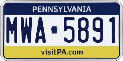 PA license plate MWA5891