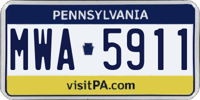PA license plate MWA5911