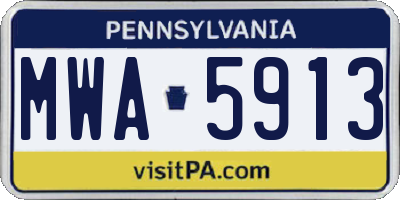 PA license plate MWA5913