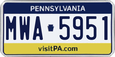 PA license plate MWA5951