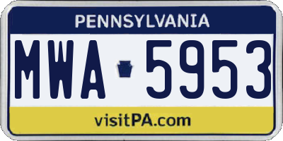 PA license plate MWA5953