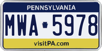 PA license plate MWA5978