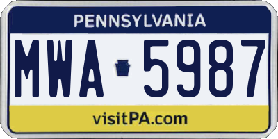 PA license plate MWA5987
