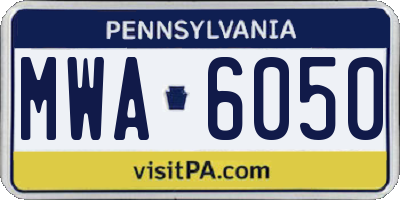 PA license plate MWA6050
