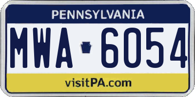 PA license plate MWA6054