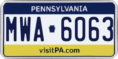 PA license plate MWA6063