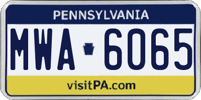 PA license plate MWA6065